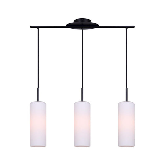 Canarm Toni 28in 3-Light Pendant | Modern Matte Black and Opal Glass | Kitchen Island & Entryway | 28 x 6 x 16.5-64.5 in | Model IPL379A03BK
