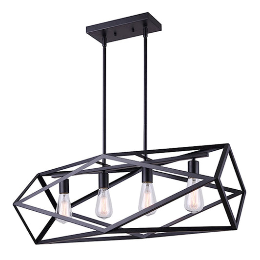 Canarm Skar 31.5in 4-Light Pendant | Modern Matte Black and Metal | Kitchen Island & Dining Room | 31.5 x 10.75 x 14.25-62.25 in | Model IPL379B04BK32