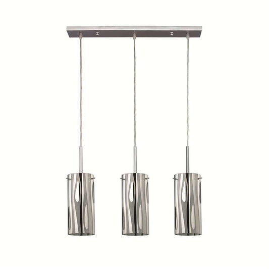 Canarm Cloe 24in 3-Light Pendant | Contemporary Chrome and Patterned Glass | Kitchen Island & Dining Room | 24 x 55 in | Model IPL392A03CH