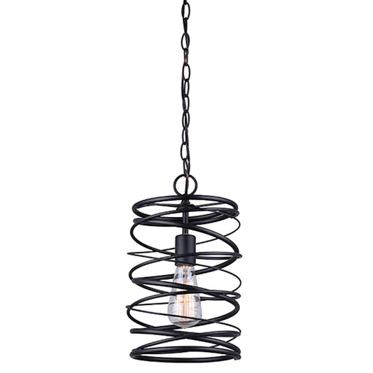 Canarm Ryland 8in 1-Light Pendant | Modern Black Finish | Kitchen Island & Dining Room | 8 x 14 in | Model IPL411B01BK