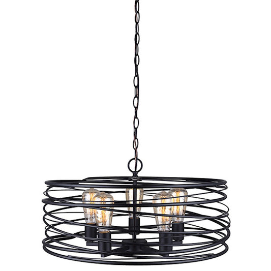 Canarm Ryland 22in 5-Light Pendant | Black Metal | Kitchen Island & Dining Room | 22 x 11 in | Model IPL411B05BK22
