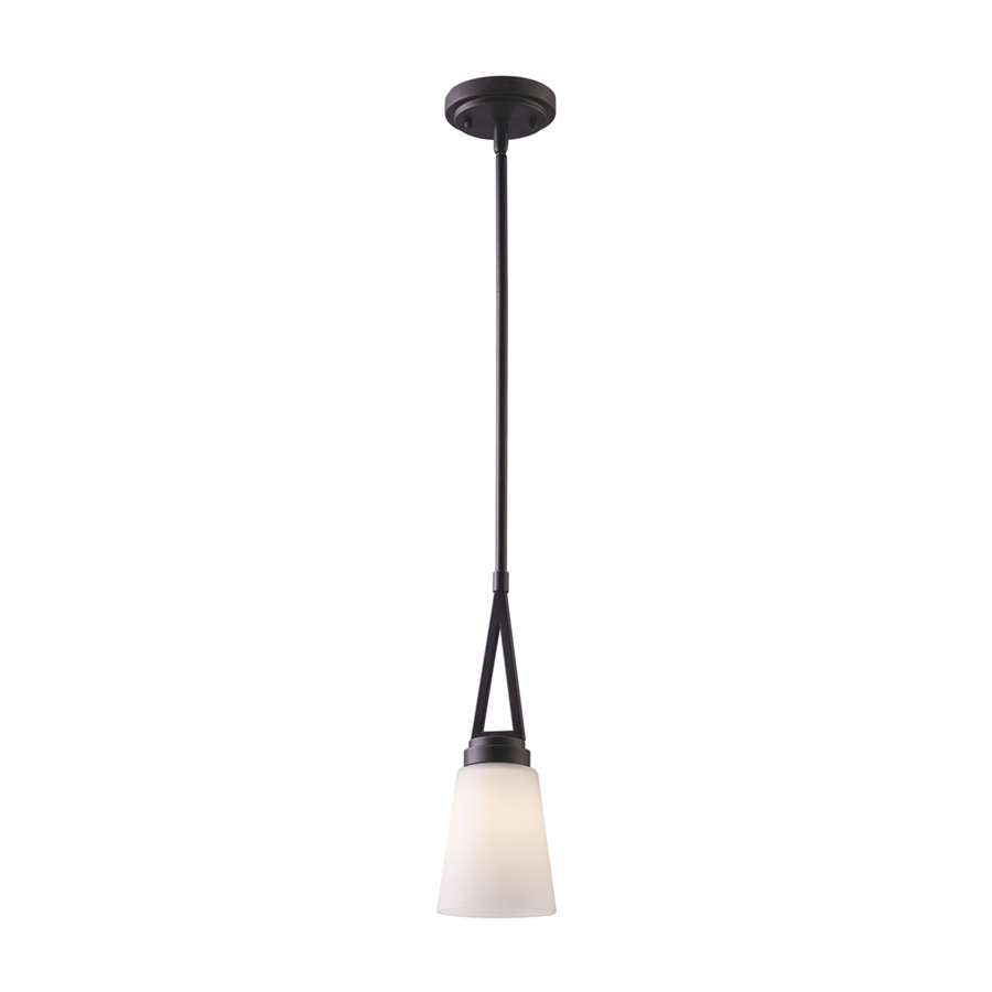 Canarm Somerset 1-Light Pendant | Curved Oil Rubbed Bronze and White Opal Glass | Kitchen Island & Dining Room | Model IPL421A01ORB