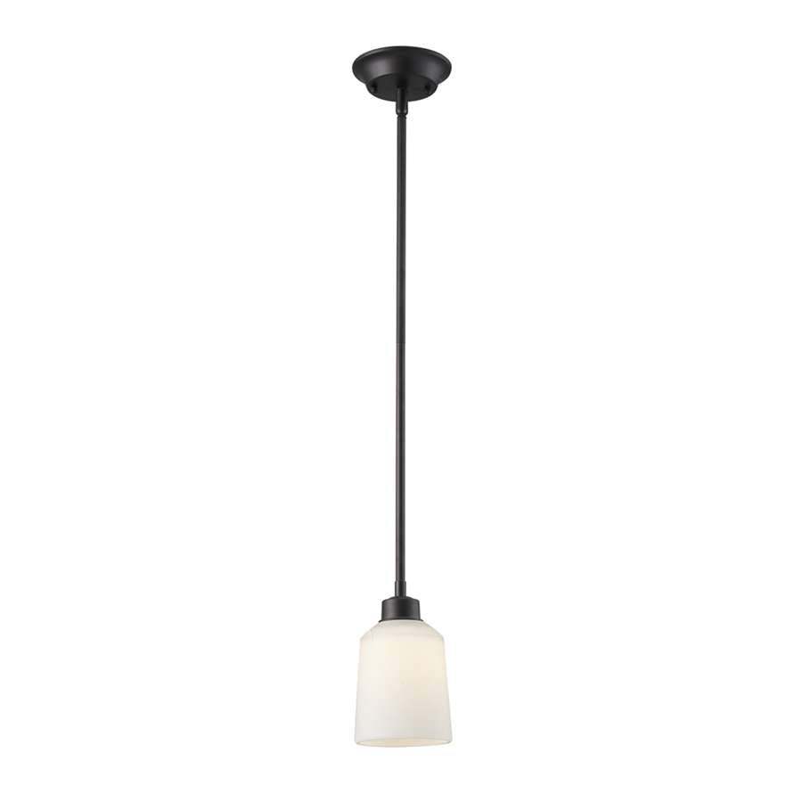 Canarm Quincy 1-Light Pendant | Curved Oil Rubbed Bronze and White Opal Glass | Kitchen Island & Dining Room | Model IPL431A01ORB