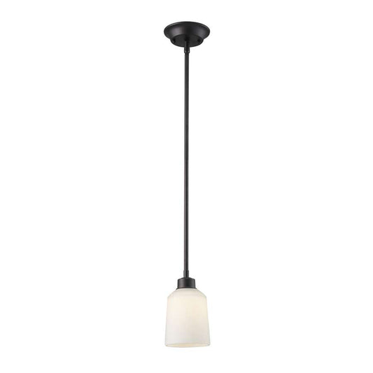 Canarm Quincy 1-Light Pendant | Curved Oil Rubbed Bronze and White Opal Glass | Kitchen Island & Dining Room | Model IPL431A01ORB