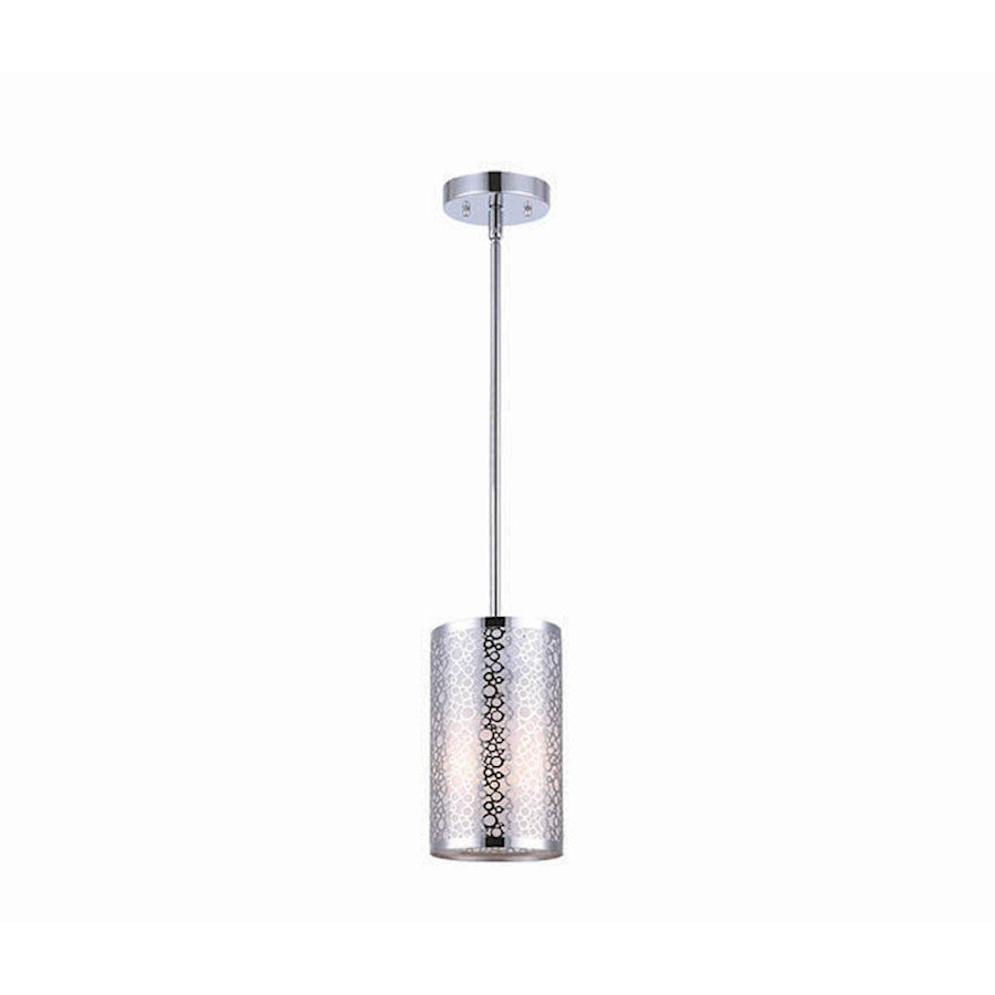 Canarm Montreal 6in 1-Light Rod Pendant | Modern Chrome and Sparkly Paper Shade | Kitchen Island & Dining Room | 6 x 6 x 60 in | Model IPL527A01CH