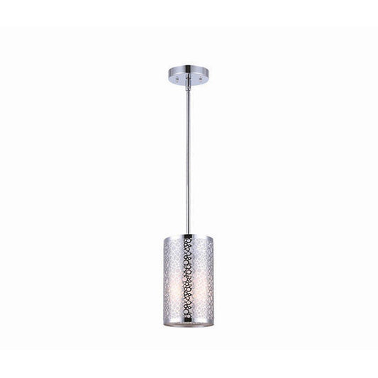 Canarm Montreal 6in 1-Light Rod Pendant | Modern Chrome and Sparkly Paper Shade | Kitchen Island & Dining Room | 6 x 6 x 60 in | Model IPL527A01CH