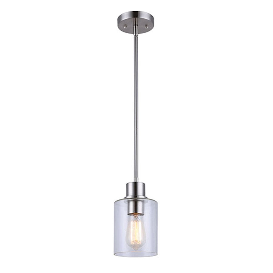 Canarm Portland 5in 1-Light Pendant | Modern Brushed Nickel and Clear Seeded Glass | Kitchen Island & Dining Room | 5 x 5 x 59 in | Model IPL531A01BN