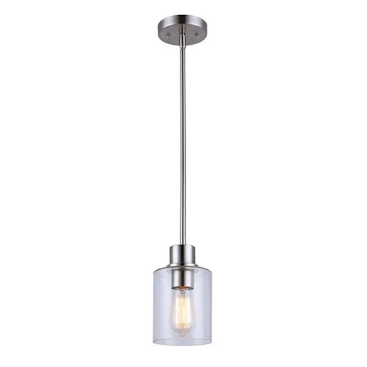 Canarm Portland 5in 1-Light Pendant | Modern Brushed Nickel and Clear Seeded Glass | Kitchen Island & Dining Room | 5 x 5 x 59 in | Model IPL531A01BN