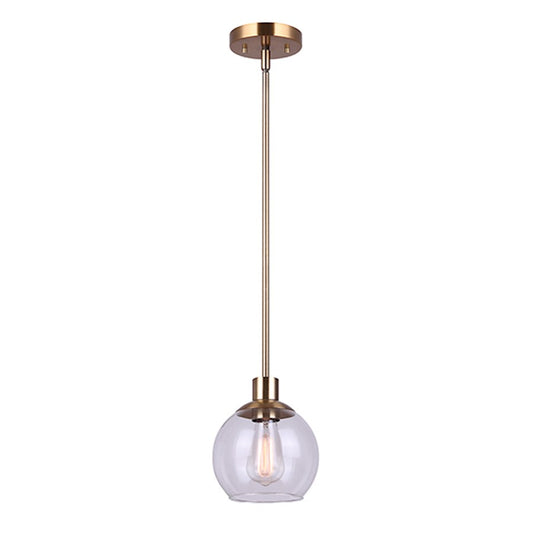 Canarm Landry 7in 1-Light Pendant | Modern Gold Metal and Clear Glass | Kitchen Island & Dining Room | 7 x 7 x 17 in | Model IPL560B01GD