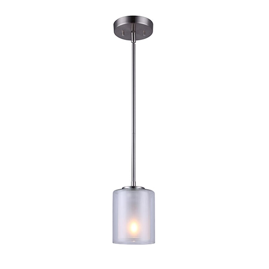 Canarm Bay 1-Light Pendant | Brushed Nickel and Frosted Clear Glass | Kitchen Island & Dining Room | 5 x 58 in | Model IPL575A01BN