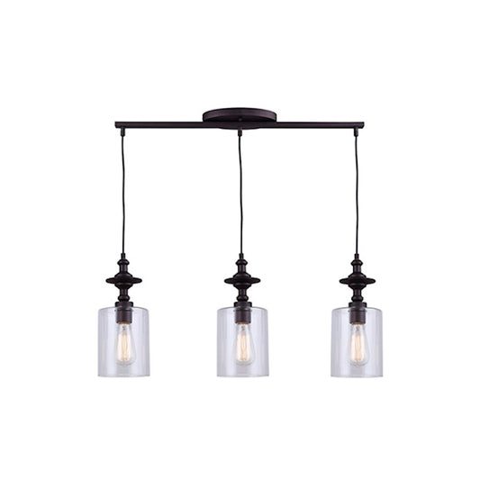 Canarm York 3-Light Pendant | Oil Rubbed Bronze and Clear Glass | Kitchen Island & Dining Room | 27 x 58 in | Model IPL586A03ORB