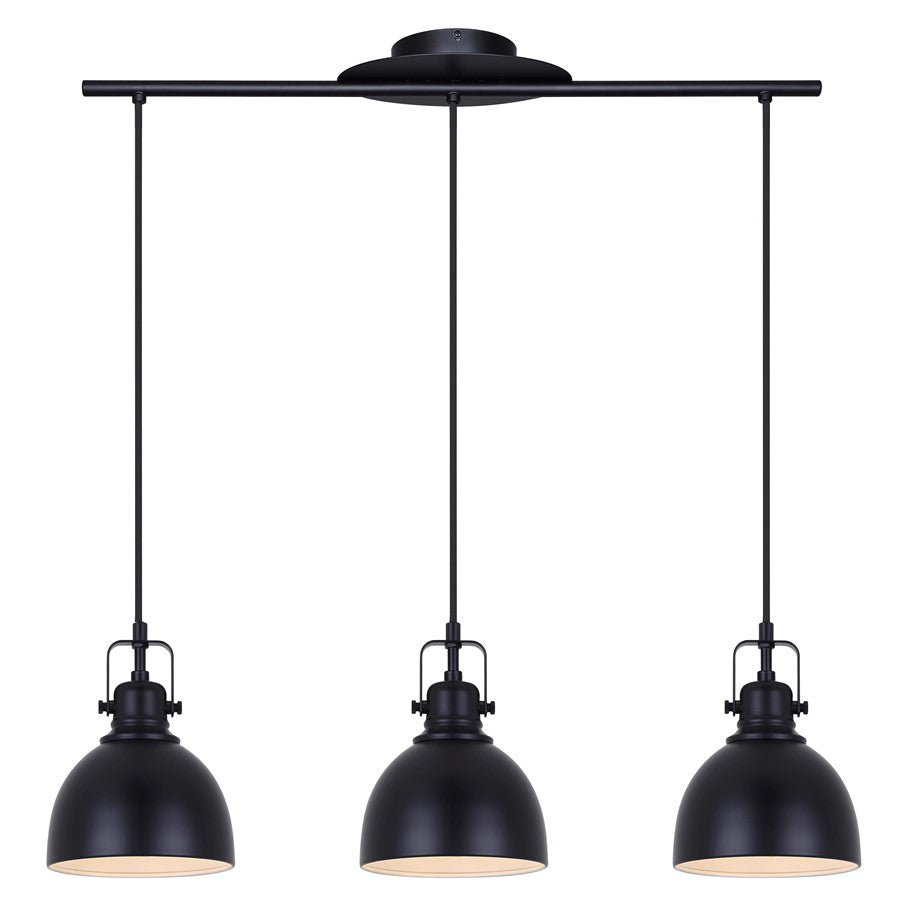 Canarm Polo 29in 3-Light Pendant | Matte Black Metal | Contemporary Minimalist | 29.5 x 6.25 x 10.25 in | Model IPL622A03BK