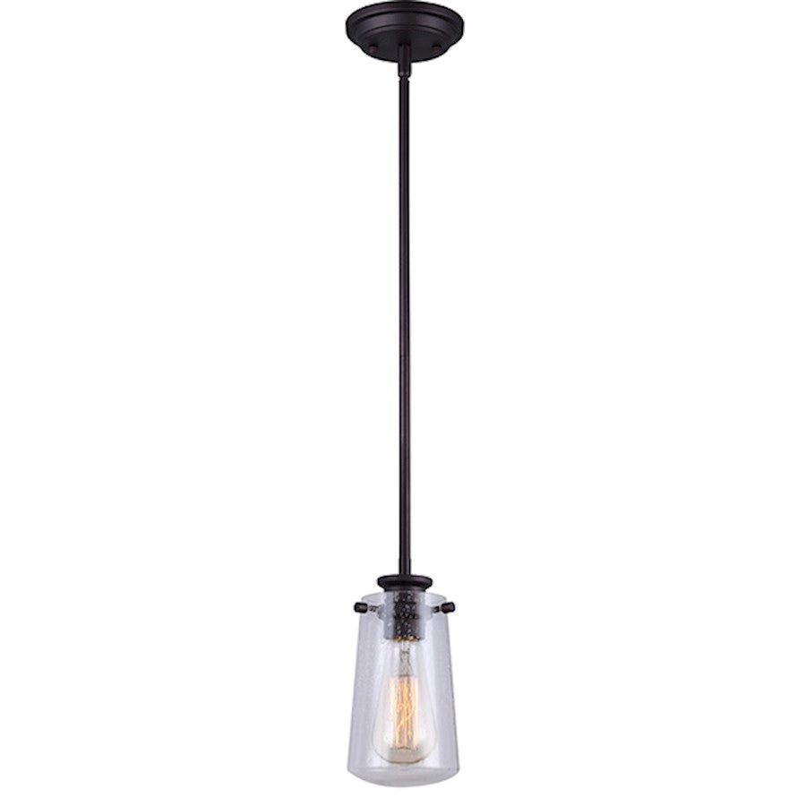 Canarm Mill 5in 1-Light Pendant | Oil Rubbed Bronze and Seeded Glass | Kitchen Island & Dining Room | 5 x 59.5 in | Model IPL623A01ORB