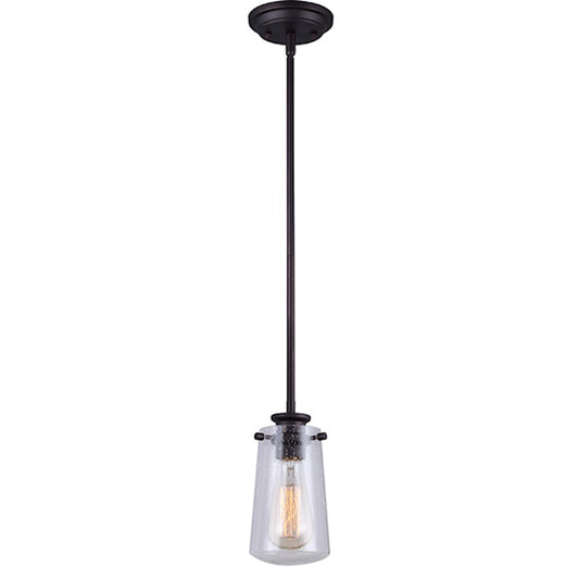 Canarm Mill 5in 1-Light Pendant | Oil Rubbed Bronze and Seeded Glass | Kitchen Island & Dining Room | 5 x 59.5 in | Model IPL623A01ORB
