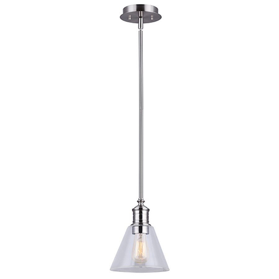 Canarm Larken 6in 1-Light Pendant | Modern Brushed Nickel and Clear Glass | Kitchen Island & Dining Room | 6 x 6 x 58 in | Model IPL628A01BN