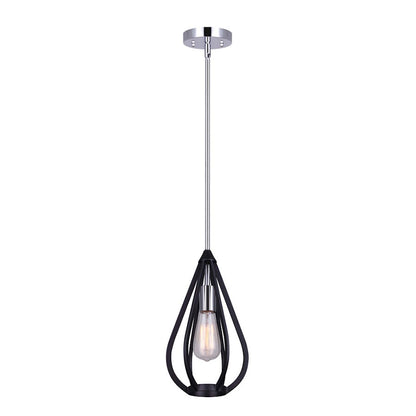 Canarm Madison 7in 1-Light Pendant | Matte Black and Chrome Metal | Kitchen Island & Dining Room | 7 x 7 x 22 in | Model IPL641B01BKC