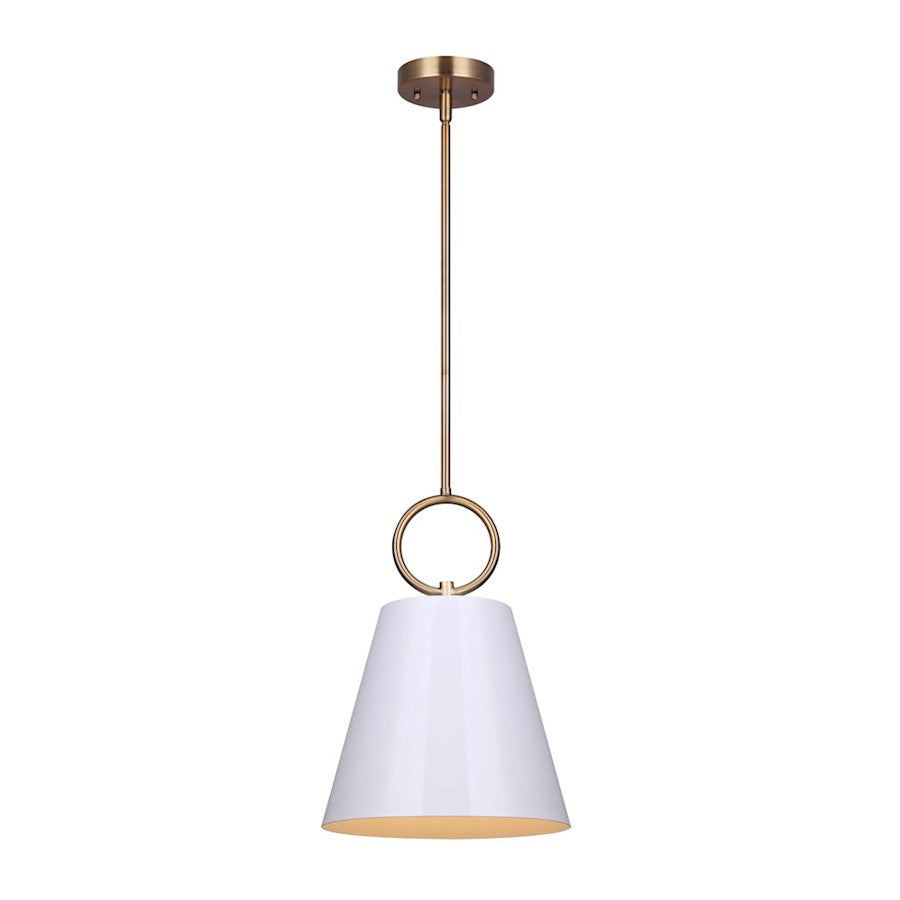 Canarm Irina 10in 1-Light Pendant | Gold and White Metal | Kitchen Island & Dining Room | 10 x 10 x 22 in | Model IPL642B01GDW