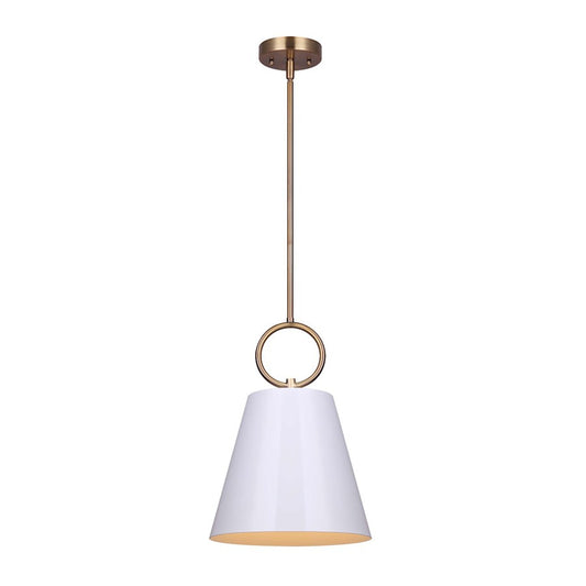 Canarm Irina 10in 1-Light Pendant | Gold and White Metal | Kitchen Island & Dining Room | 10 x 10 x 22 in | Model IPL642B01GDW