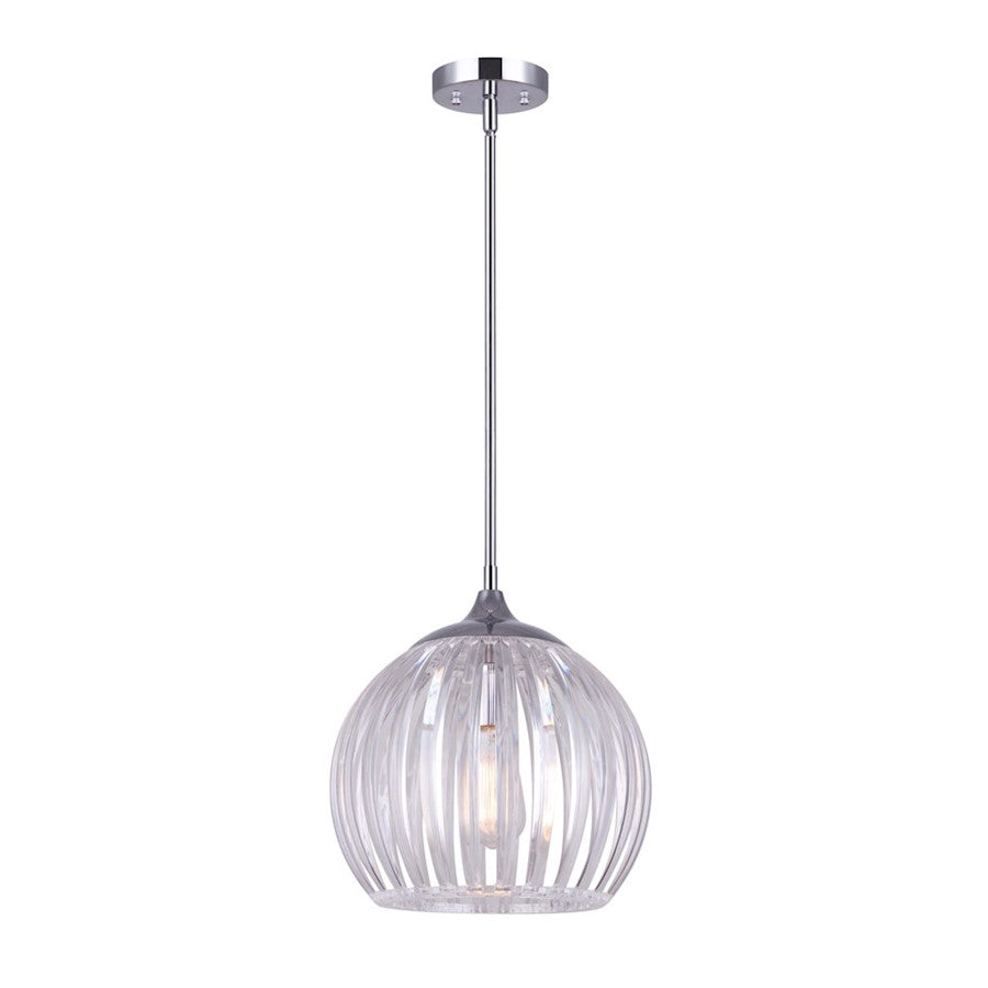 Canarm Pipa 12in 1-Light Pendant | Chrome Metal | Kitchen Island & Dining Room | 12 x 12 x 15 in | Model IPL645B01CH