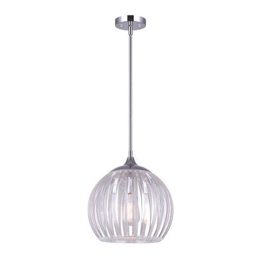 Canarm Pipa 12in 1-Light Pendant | Chrome Metal | Kitchen Island & Dining Room | 12 x 12 x 15 in | Model IPL645B01CH