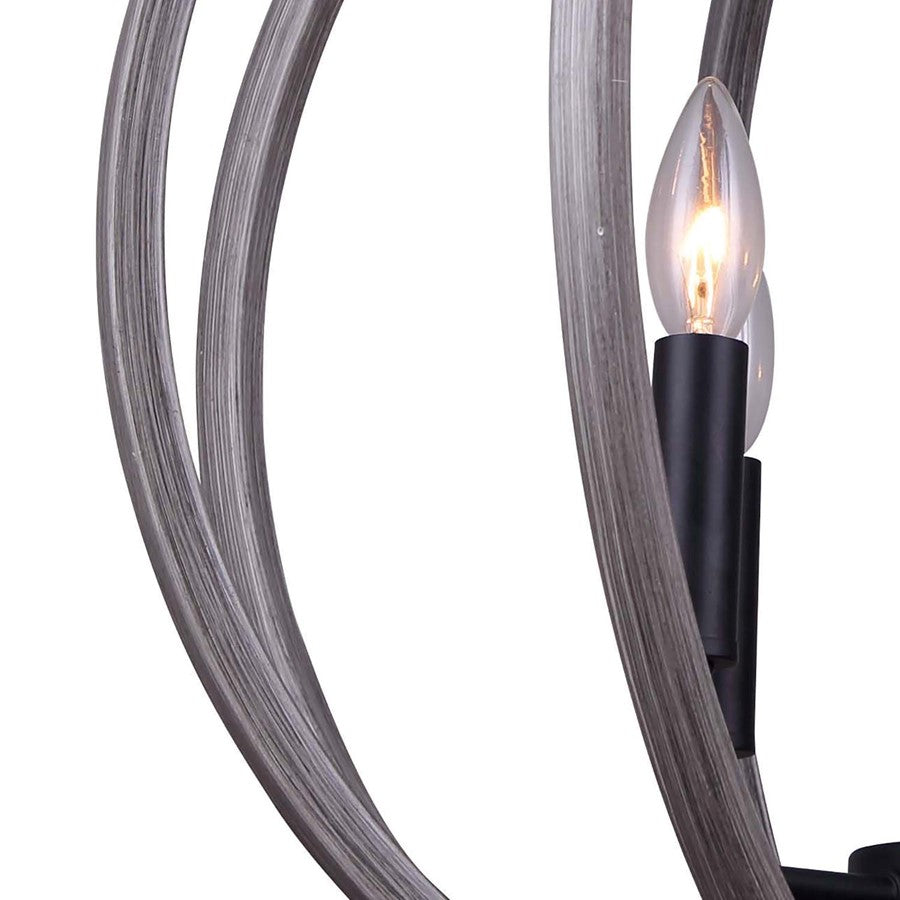 Canarm Armelle 20in 4-Light Pendant | Contemporary Black, Grey and Faux Wood | Dining Room & Living Room | 20 x 20 x 22 in | Model IPL673B04BKD20