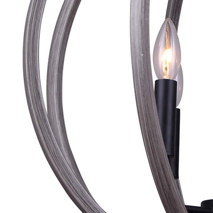 Canarm Armelle 20in 4-Light Pendant | Contemporary Black, Grey and Faux Wood | Dining Room & Living Room | 20 x 20 x 22 in | Model IPL673B04BKD20