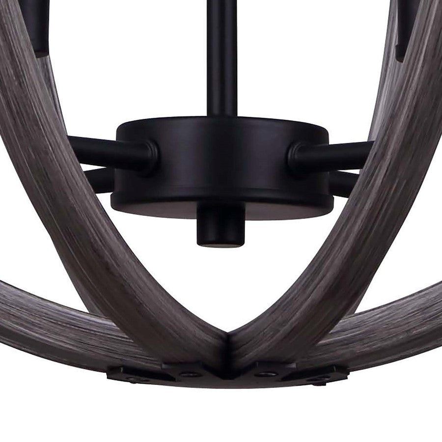 Canarm Armelle 20in 4-Light Pendant | Contemporary Black, Grey and Faux Wood | Dining Room & Living Room | 20 x 20 x 22 in | Model IPL673B04BKD20