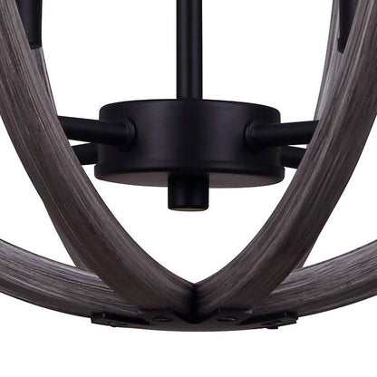 Canarm Armelle 20in 4-Light Pendant | Contemporary Black, Grey and Faux Wood | Dining Room & Living Room | 20 x 20 x 22 in | Model IPL673B04BKD20