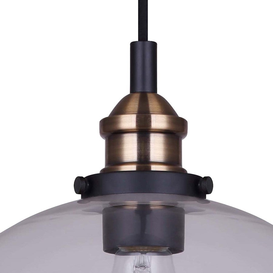 Canarm Thea 12in 1-Light Pendant | Modern Matte Black and Gold Metal | Living Room & Dining Room | 12 x 12 x 11.25 in, Adjustable | Model IPL674B01BKG