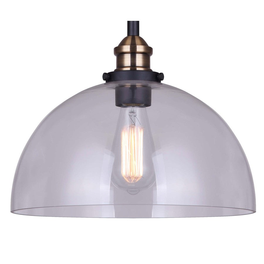 Canarm Thea 12in 1-Light Pendant | Modern Matte Black and Gold Metal | Living Room & Dining Room | 12 x 12 x 11.25 in, Adjustable | Model IPL674B01BKG