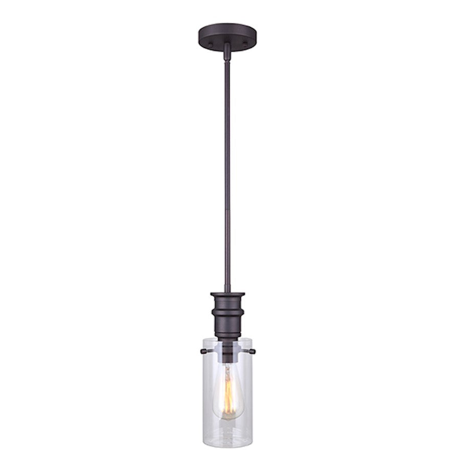 Canarm Albany 5in 1-Light Pendant | Traditional Oil Rubbed Bronze and Clear Glass | Kitchen Island & Dining Room | Model IPL679A01ORB