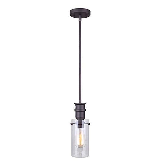 Canarm Albany 5in 1-Light Pendant | Traditional Oil Rubbed Bronze and Clear Glass | Kitchen Island & Dining Room | Model IPL679A01ORB