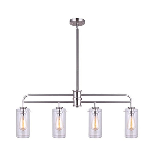 Canarm Greer 36in 4-Light Pendant | Industrial Brushed Nickel Metal | Kitchen Island & Dining Room | 36 x 5 x 22 in, Adjustable | Model IPL679A04BN