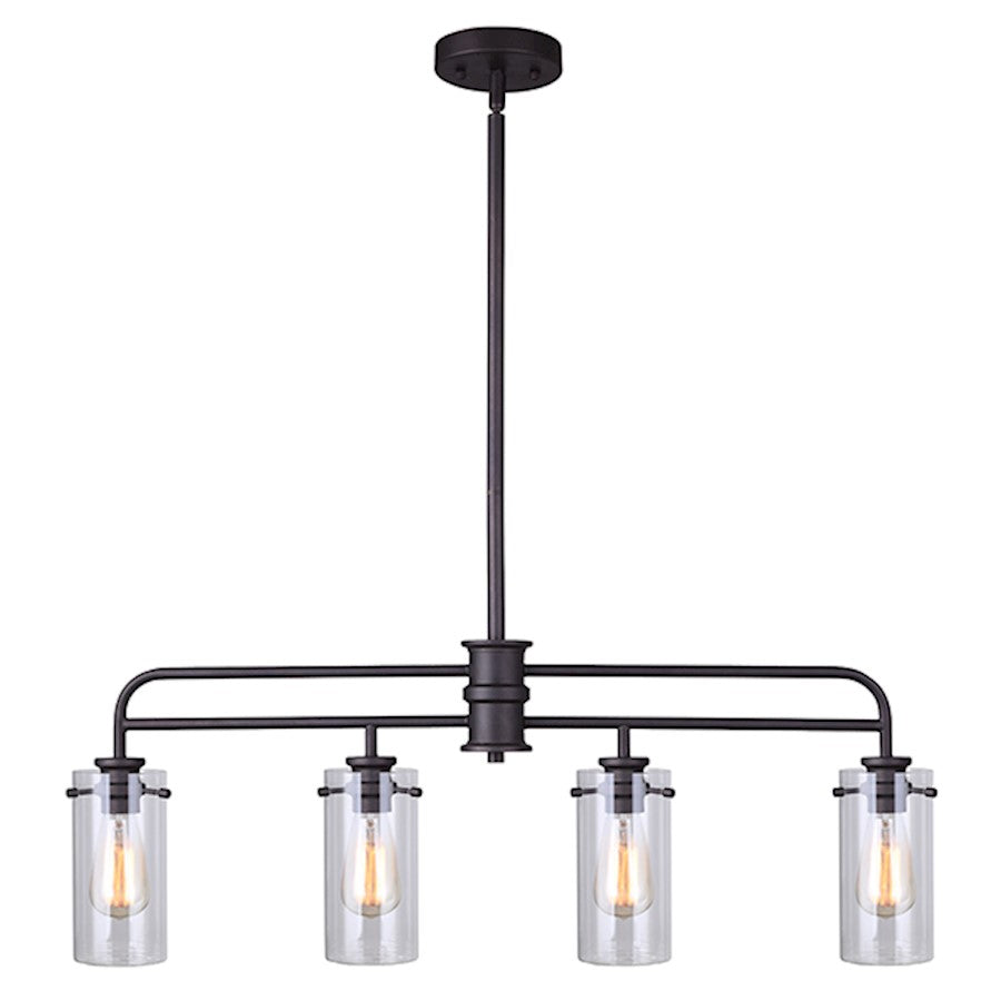 Canarm Albany 36in 4-Light Pendant | Oil Rubbed Bronze and Clear Glass | Kitchen Island & Dining Room | 36 x 5 x 22 in | Model IPL679A04ORB