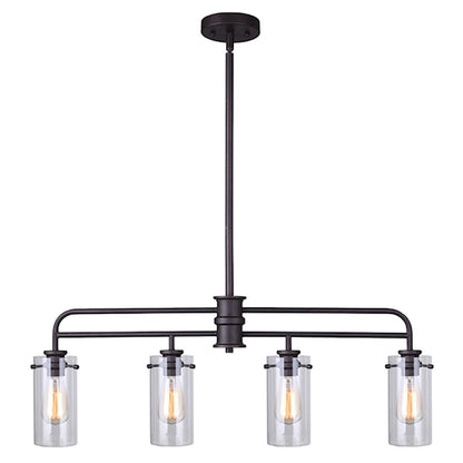 Canarm Albany 36in 4-Light Pendant | Oil Rubbed Bronze and Clear Glass | Kitchen Island & Dining Room | 36 x 5 x 22 in | Model IPL679A04ORB