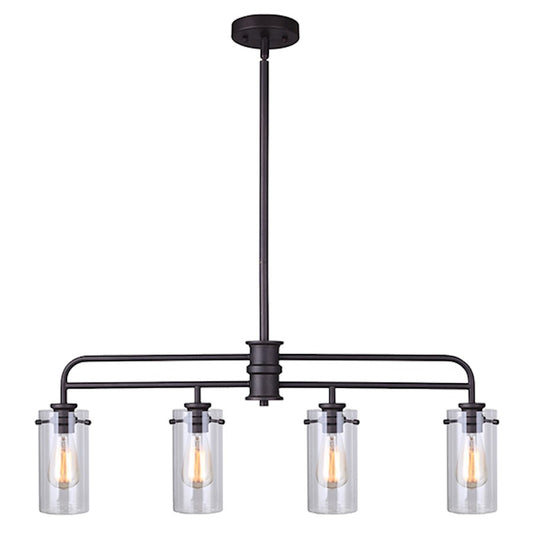 Canarm Albany 36in 4-Light Pendant | Oil Rubbed Bronze and Clear Glass | Kitchen Island & Dining Room | 36 x 5 x 22 in | Model IPL679A04ORB