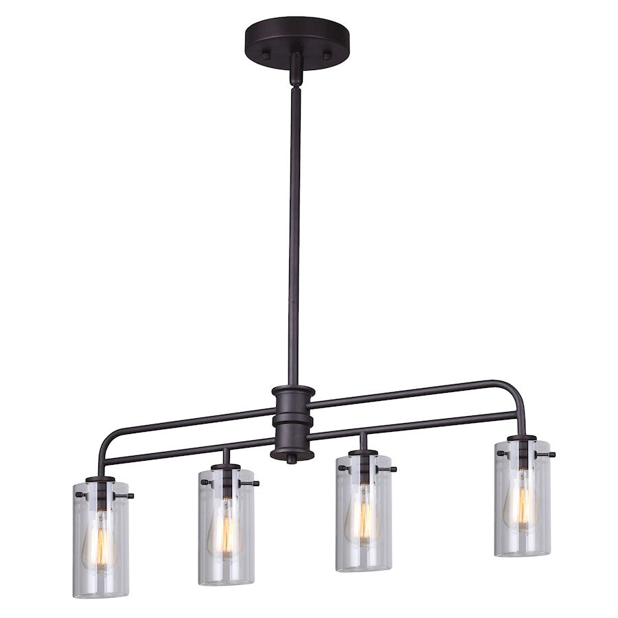 Canarm Albany 36in 4-Light Pendant | Oil Rubbed Bronze and Clear Glass | Kitchen Island & Dining Room | 36 x 5 x 22 in | Model IPL679A04ORB