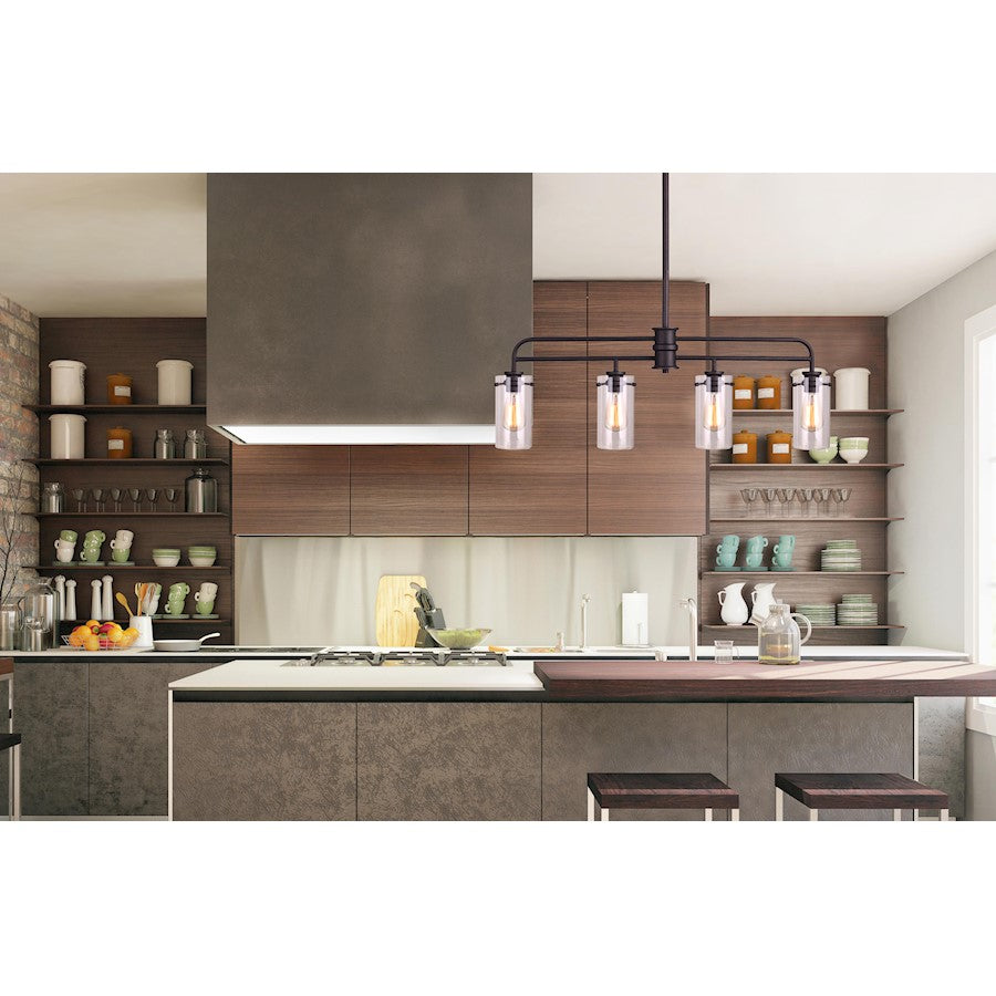Canarm Albany 36in 4-Light Pendant | Oil Rubbed Bronze and Clear Glass | Kitchen Island & Dining Room | 36 x 5 x 22 in | Model IPL679A04ORB