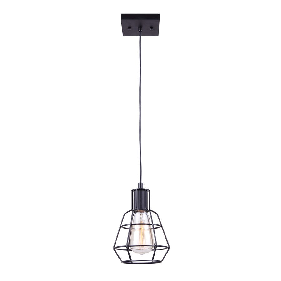 Canarm Wren 6in 1-Light Pendant | Industrial Matte Black | Kitchen Island & Dining Room | 6 x 6 x 11 in | Model IPL702A01BK