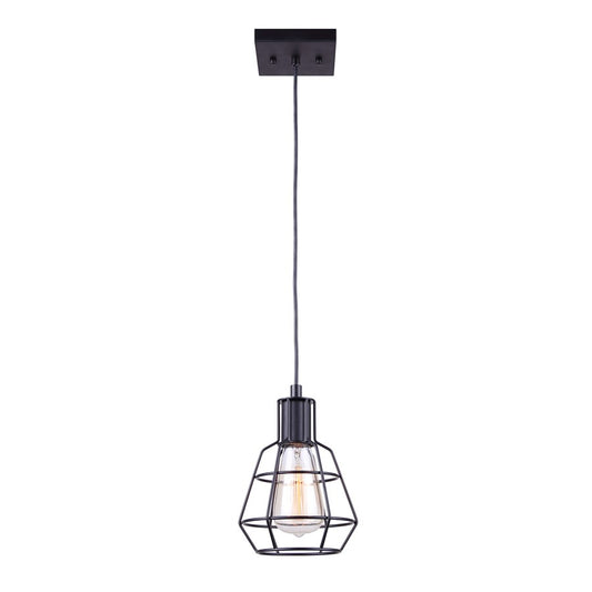 Canarm Wren 6in 1-Light Pendant | Industrial Matte Black | Kitchen Island & Dining Room | 6 x 6 x 11 in | Model IPL702A01BK