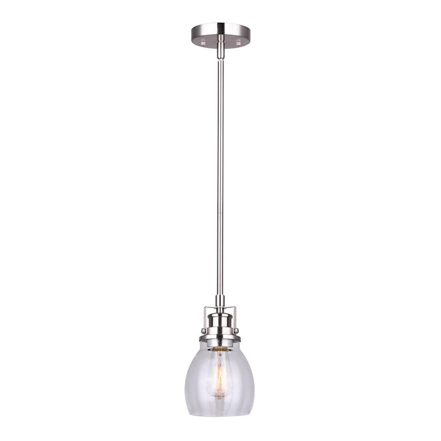 Canarm Carson 5in 1-Light Pendant | Brushed Nickel and Seeded Glass | Kitchen Island & Dining Room | 5 x 59 in | Model IPL705A01BN