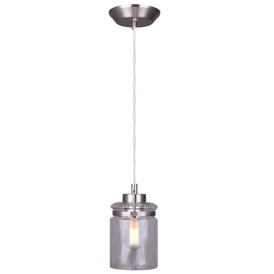 Canarm Arden 5.5in 1-Light Pendant | Brushed Nickel and Clear Glass | Dining Room & Entryway | 5.5 x 58 in | Model IPL707A01BN