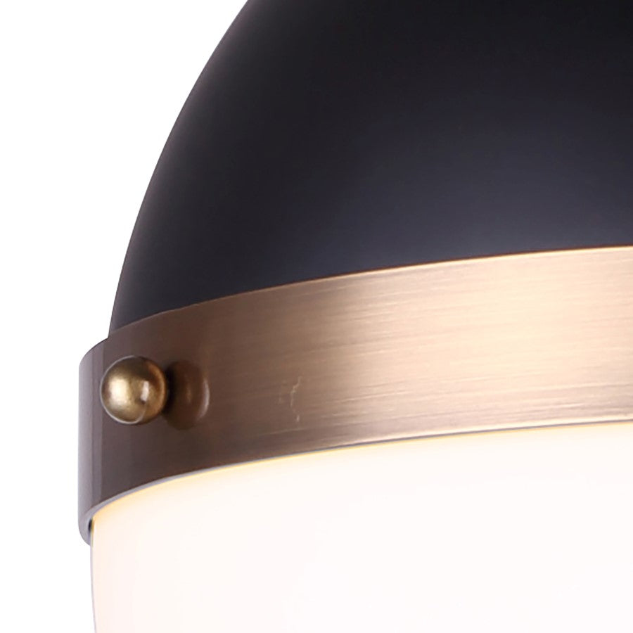 Canarm Delta 13in 1-Light Pendant | Modern Matte Black and Gold Opal Glass | Kitchen Island & Dining Room | 13 x 13 x 16.5 in | Model IPL708B01BKG