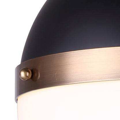 Canarm Delta 13in 1-Light Pendant | Modern Matte Black and Gold Opal Glass | Kitchen Island & Dining Room | 13 x 13 x 16.5 in | Model IPL708B01BKG