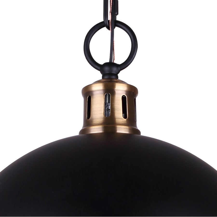 Canarm Delta 13in 1-Light Pendant | Modern Matte Black and Gold Opal Glass | Kitchen Island & Dining Room | 13 x 13 x 16.5 in | Model IPL708B01BKG