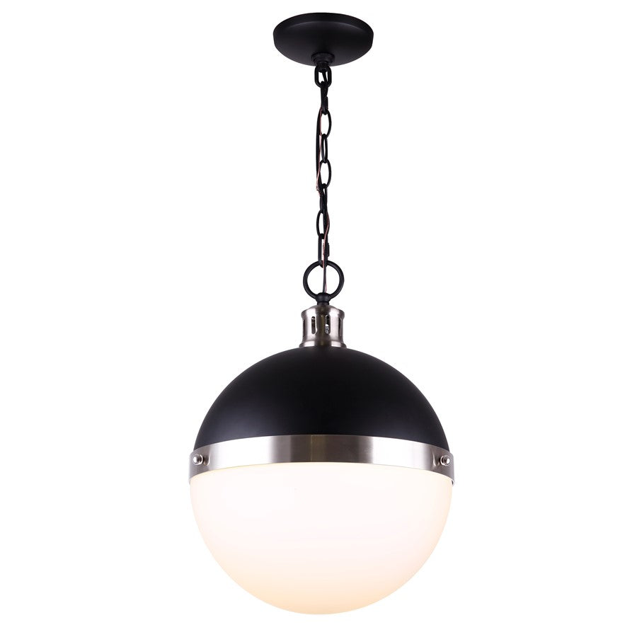 Canarm Delta 13in 1-Light Pendant | Modern Black and Bronze Opal Glass | Kitchen Island & Dining Room | 13 x 13 x 16.5 in | Model IPL708B01BKN