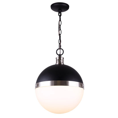 Canarm Delta 13in 1-Light Pendant | Modern Black and Bronze Opal Glass | Kitchen Island & Dining Room | 13 x 13 x 16.5 in | Model IPL708B01BKN