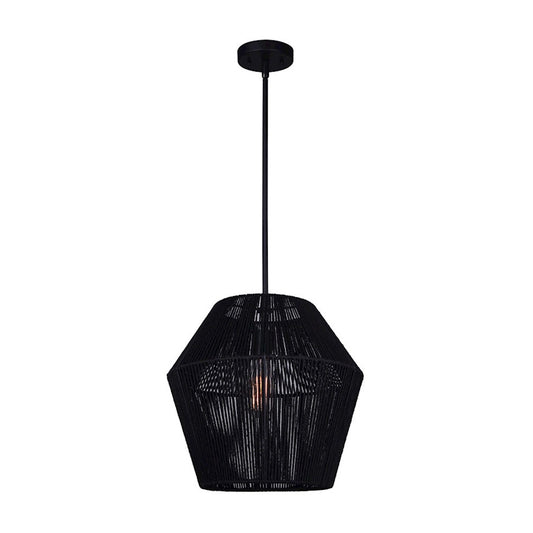 Canarm Rya 15in 1-Light Pendant | Modern Matte Black String Shade | Living Room & Dining Room | 15 x 16.5 in | Model IPL727B01BK