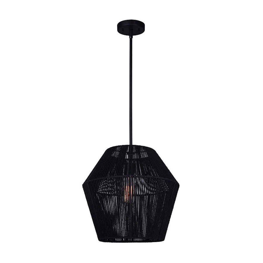 Canarm Rya 15in 1-Light Pendant | Modern Matte Black String Shade | Living Room & Dining Room | 15 x 16.5 in | Model IPL727B01BK