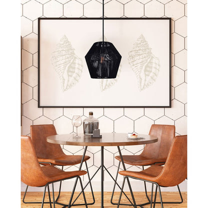 Canarm Rya 15in 1-Light Pendant | Modern Matte Black String Shade | Living Room & Dining Room | 15 x 16.5 in | Model IPL727B01BK